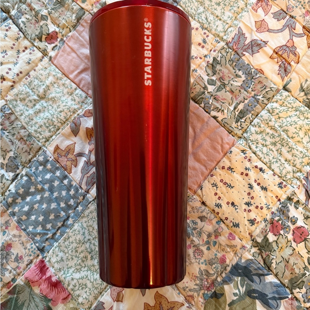 STARBUCKS RED METAL TUMBLER VENTI